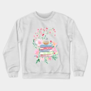 Watercolor Books with florals Crewneck Sweatshirt